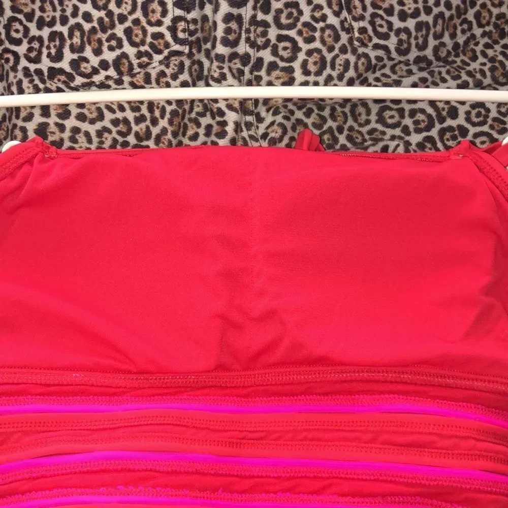 Sunflower XL Cherry Red Pink Stripes Halter One-piece Swimsuit